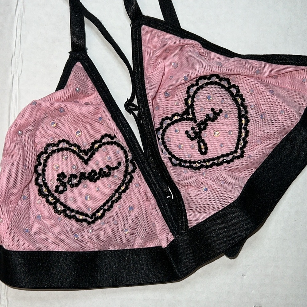 SCR3W U. Crystal/Mesh Bralette & Booty Shorts M Exotic/Festival Dancewear
